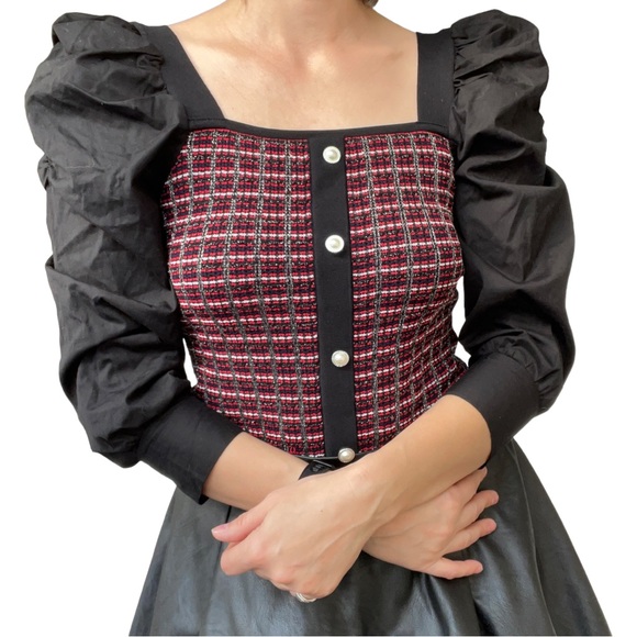 RIVER ISLAND Puff Shoulder Blouse Size 10 - Picture 5 of 9